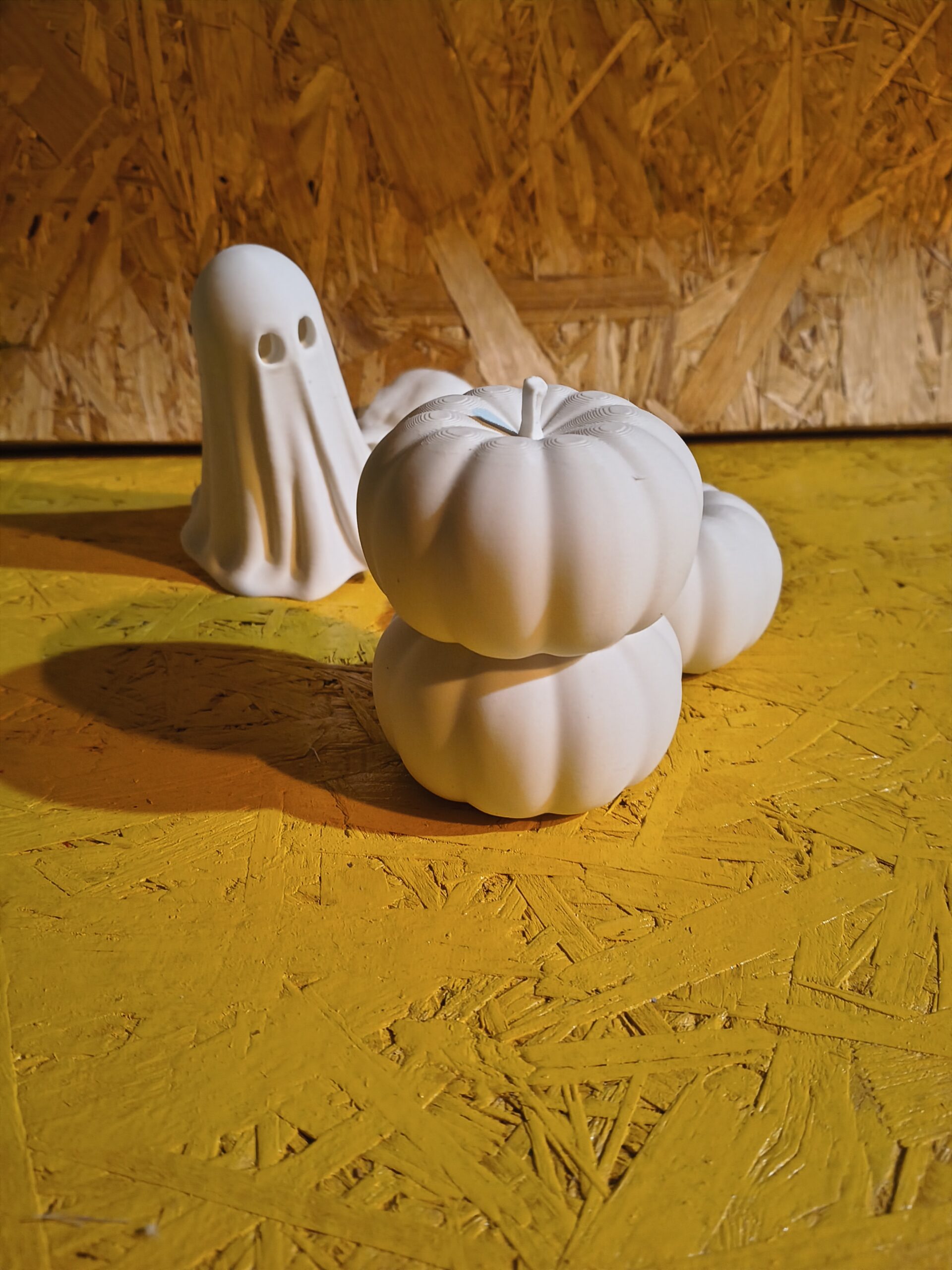 Zestaw do malowania na Halloween — 2 dynie + duch (wydruk 3D) - obrazek 3