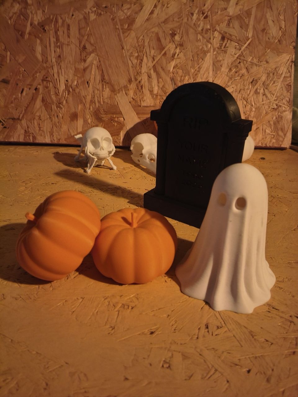Zestaw dekoracji Halloween – duch i 2 dynie (druk 3D)